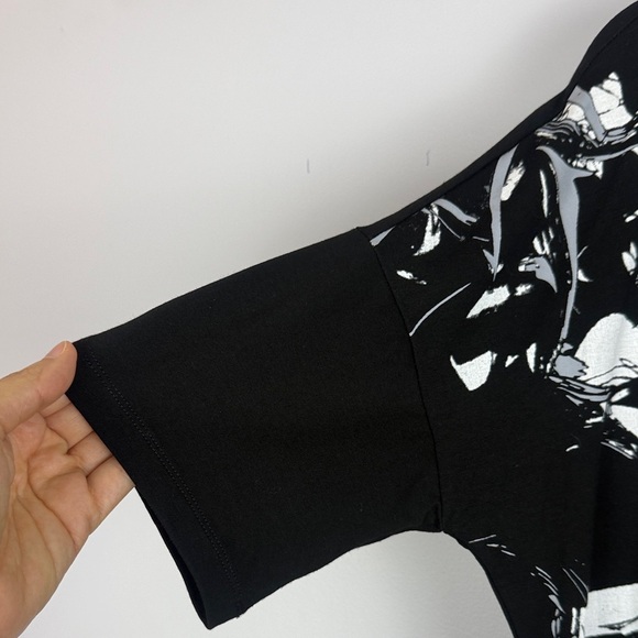 Tricotto Black Gray White Graphic Words Short Sleeve Oversized Tunic Dress - Picture 4 of 15